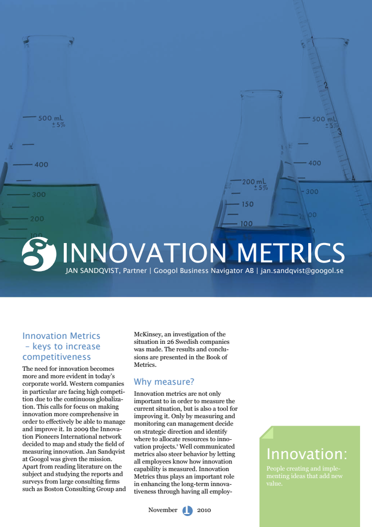 Whitepaper: Innovation Metrics – keys to increase competitiveness