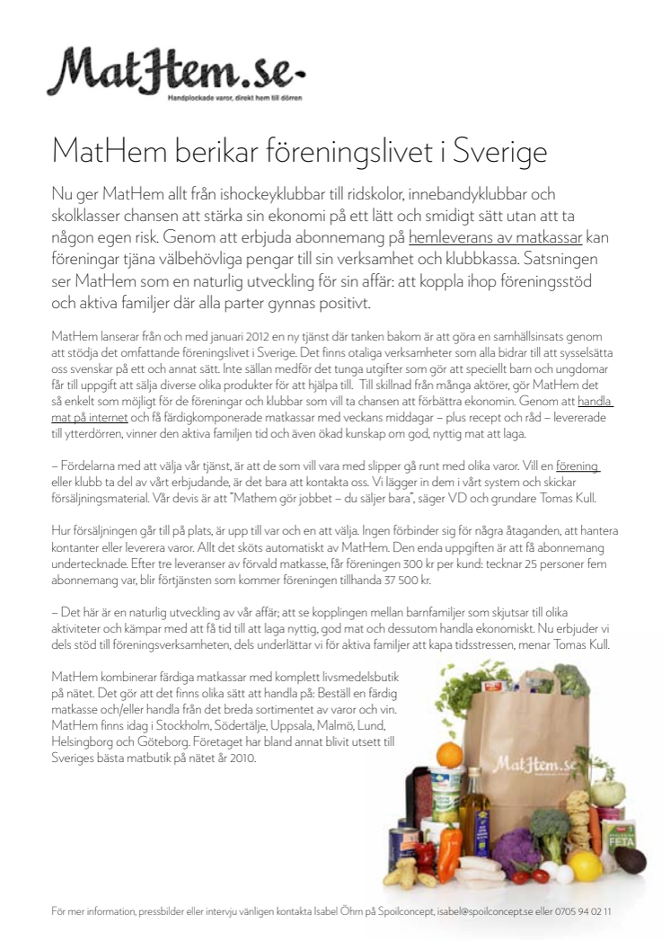 MatHem berikar föreningslivet i Sverige