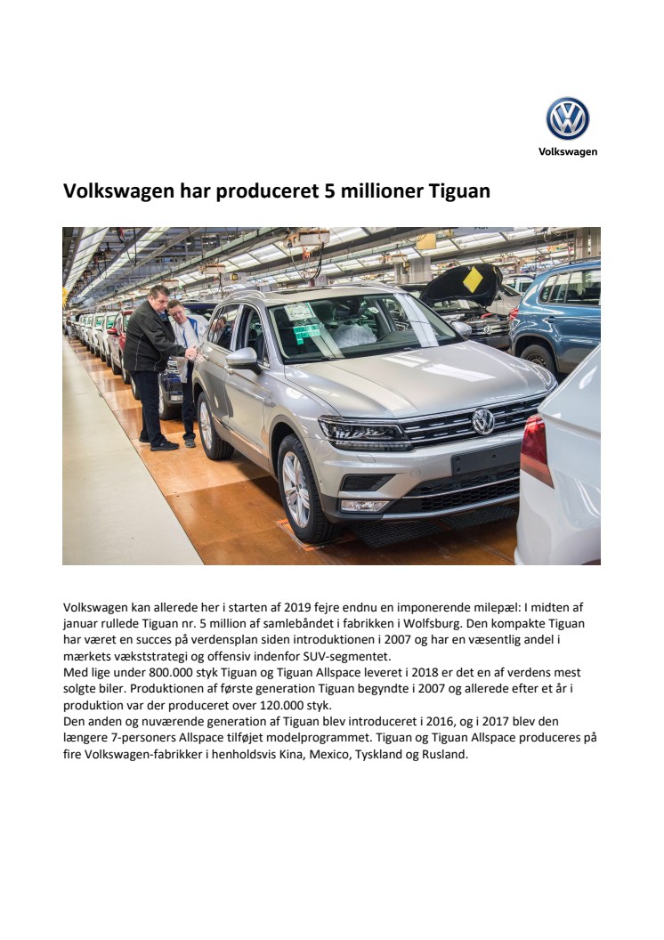 Volkswagen har produceret 5 millioner Tiguan