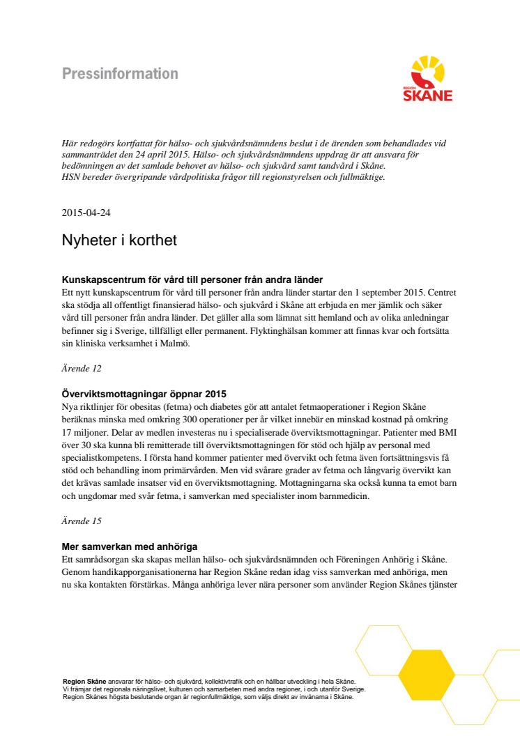 Pressinformation HSN 2015-04-24