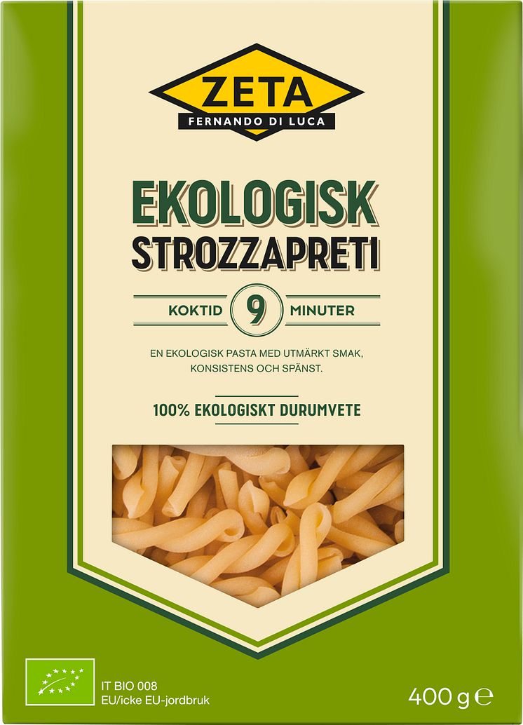 Ekologisk pasta strozzapreti från Zeta