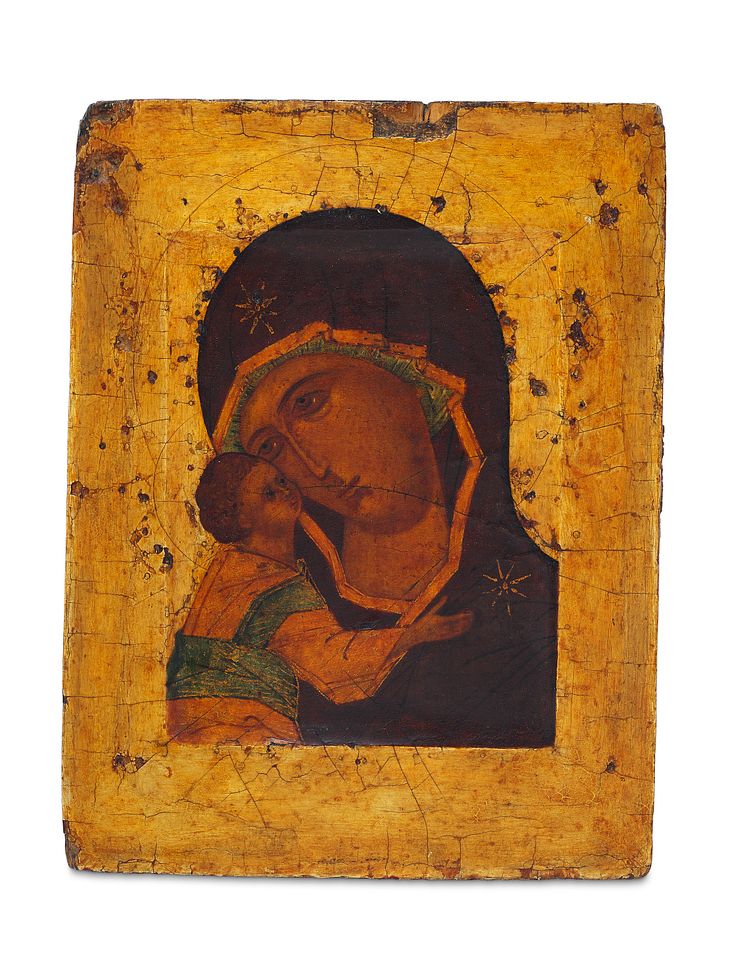 Russian icon depicting the Mother of God with the child