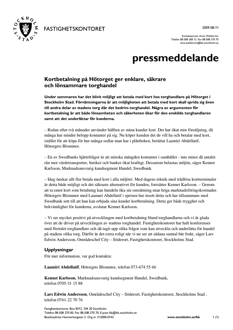 Kortbetalning på Hötorget ger enklare, säkrare och lönsammare torghandel