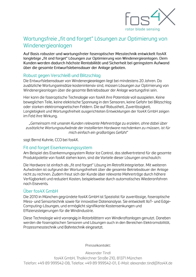 Maintenance-free "fit and forget" Solutions for the Optimization of Wind Turbines