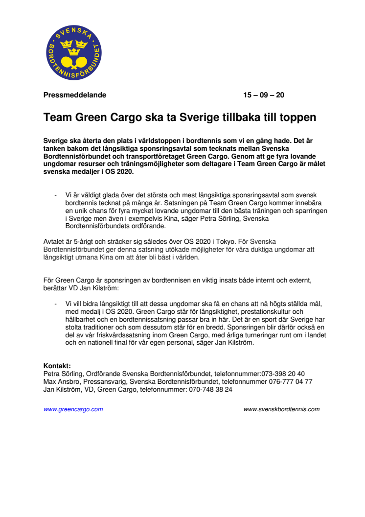 Team Green Cargo ska ta Sverige tillbaka till toppen