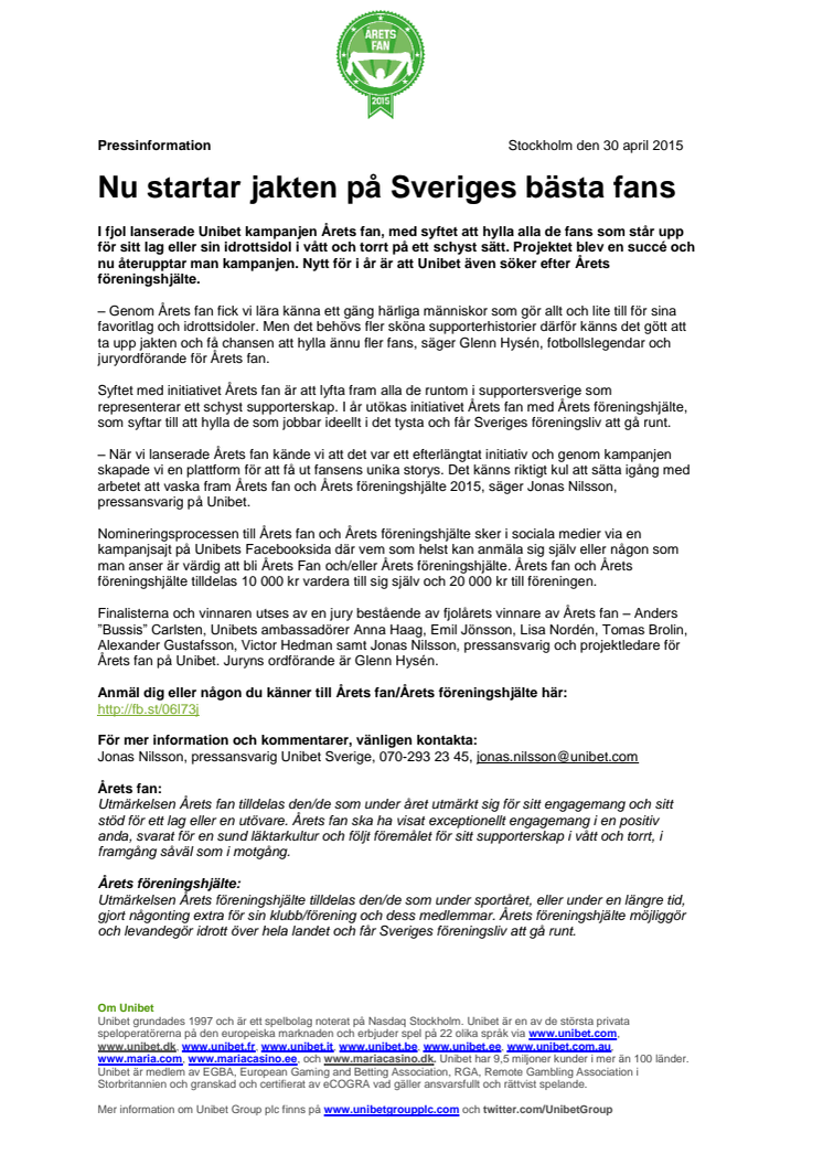 Nu startar jakten på Sveriges bästa fans