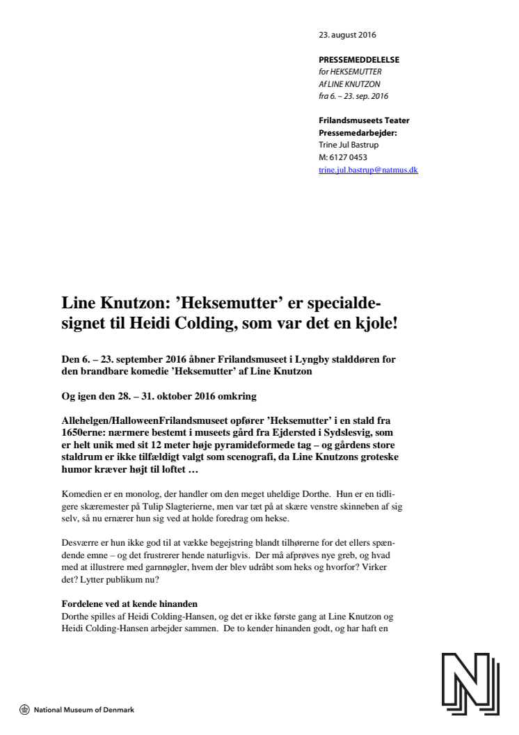 Line Knutzon: ’Heksemutter’ er specialdesignet til Heidi Colding, som var det en kjole!