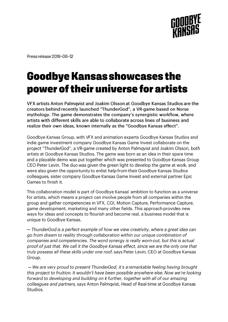 Goodbye Kansas showcases the power of their universe for artists