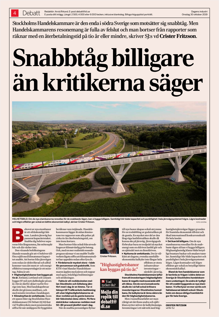 Sverige behöver nya stambanor