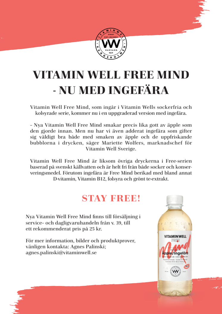 Vitamin Well Free Mind – nu med ingefära