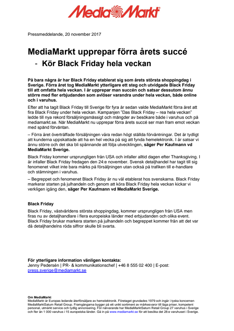 MediaMarkt upprepar förra årets succé  - Kör Black Friday hela veckan