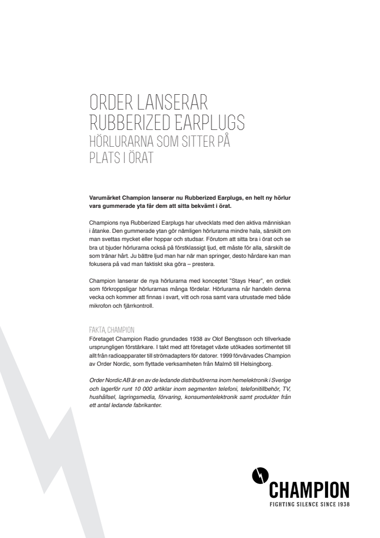 Order lanserar Rubberized Ear Plugs – Hörlurarna som sitter på plats i örat 