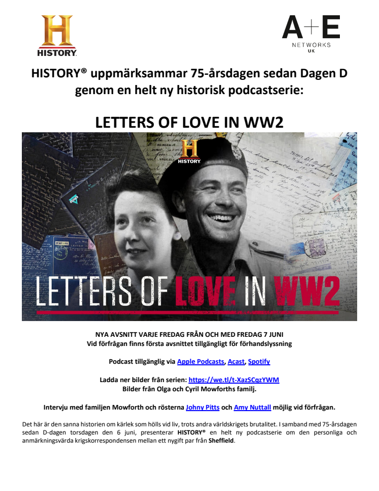 NY HISTORISK PODCASTSERIE:  LETTERS OF LOVE IN WW2 