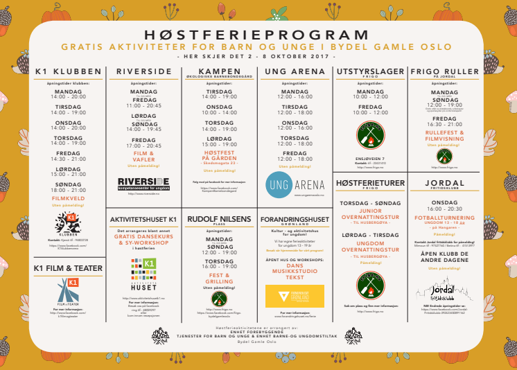 Høstferieprogram 2017 for barn og unge