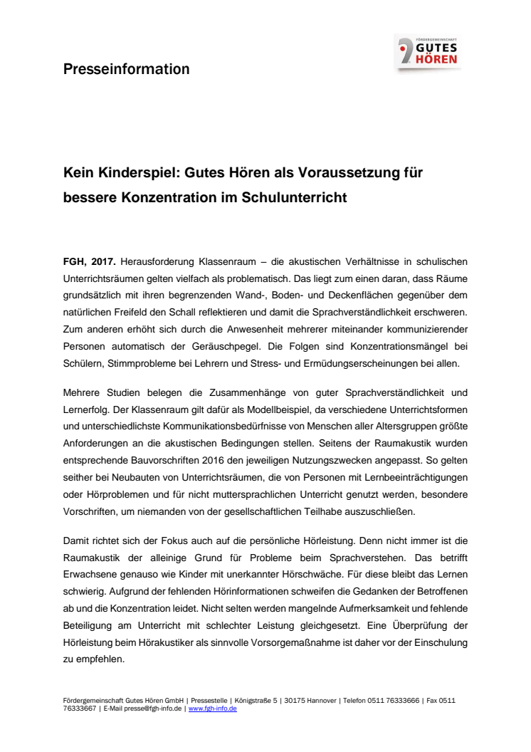 Kein Kinderspiel: Gutes Hören als Voraussetzung für bessere Konzentration im Schulunterricht