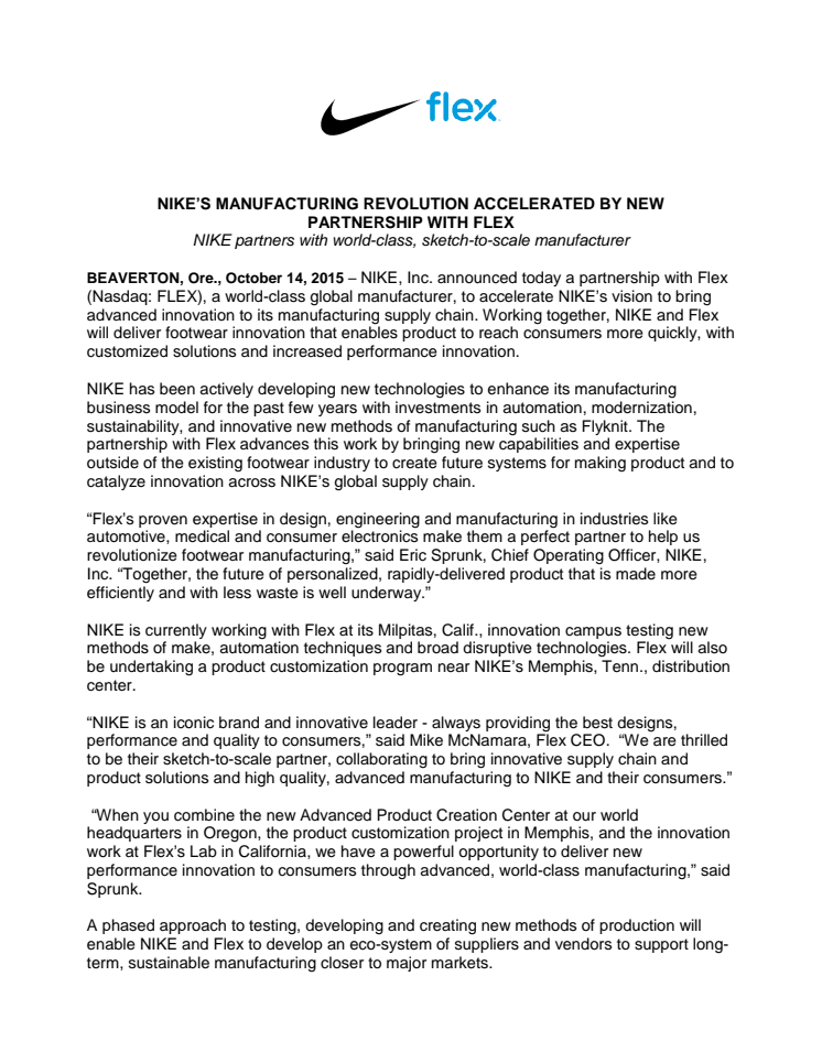 Nike & Flex Partnership Announcement