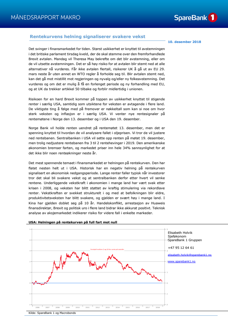 Makrorapport desember 2018: Rentekurven varsler svak vekst og Brexit-kaos tirsdag 