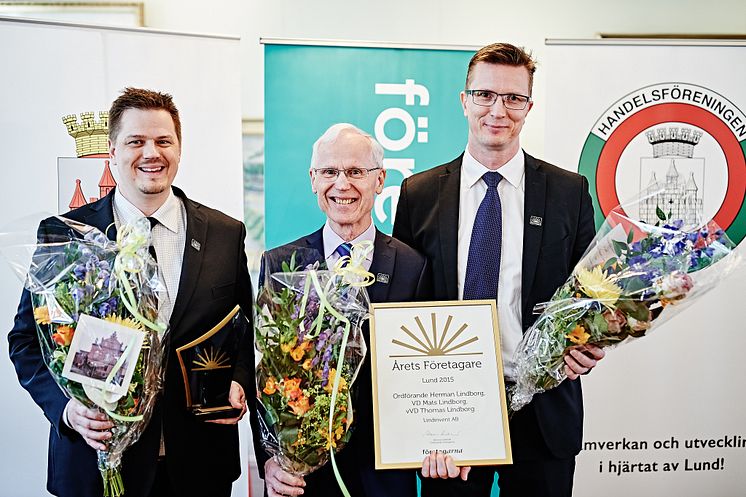 Årets Företagare är Mats Lindborg, Herman Lindborg och Thomas Lindborg från Lindinvent AB. Foto: Peter Brinch.