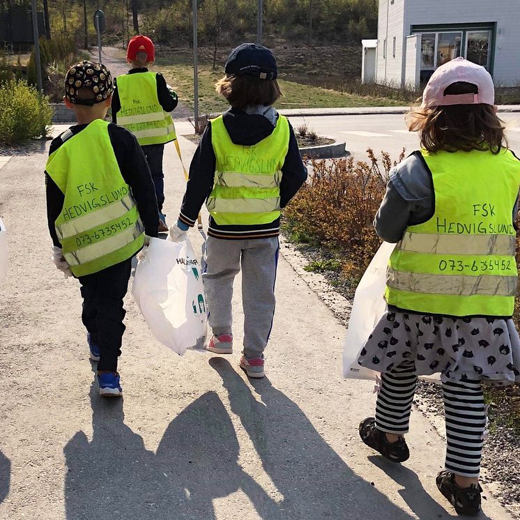 Förskolan Hedvigslund plockar skräp