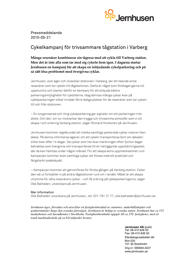 Cykelkampanj för trivsammare tågstation i Varberg