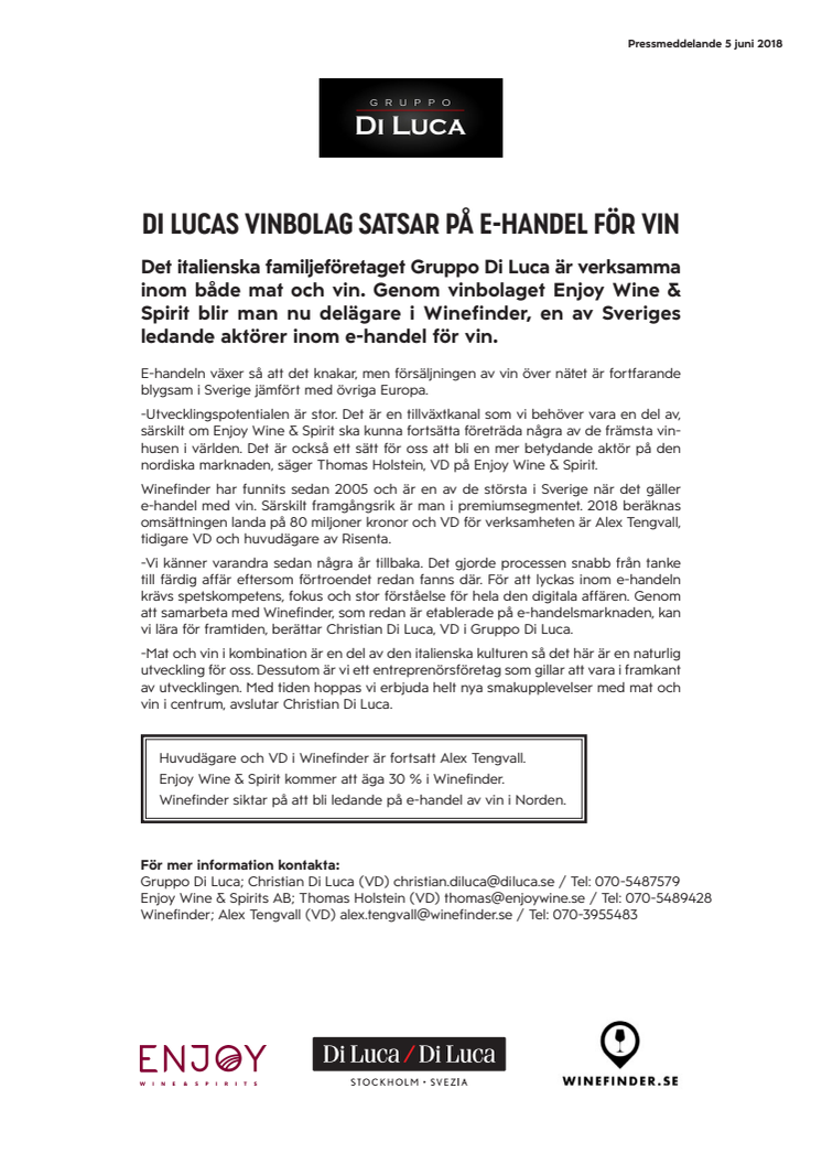 Di Lucas vinbolag satsar på e-handel för vin