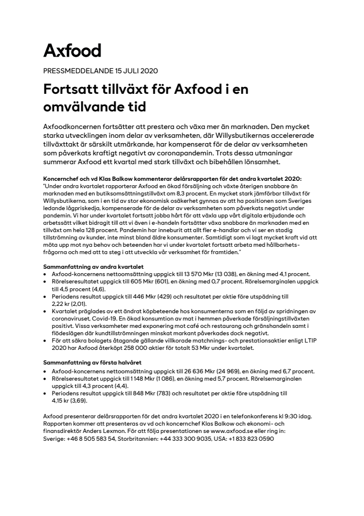 Fortsatt tillväxt för Axfood i en omvälvande tid