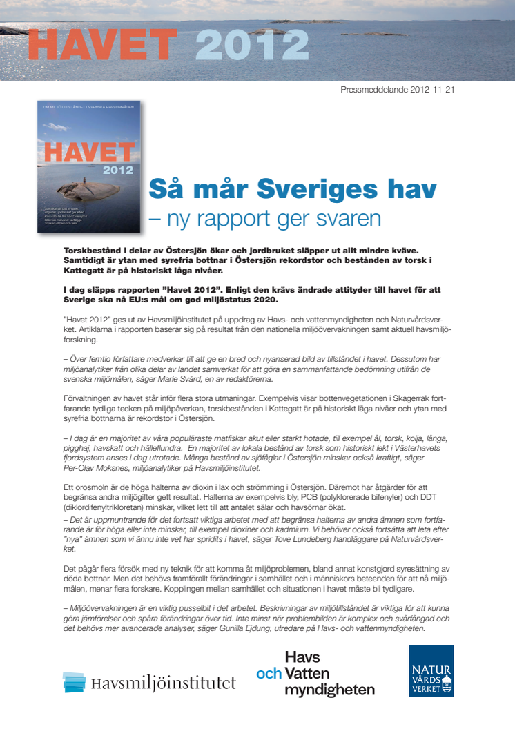 Pressmeddelande Havet 2012 i pdf-format