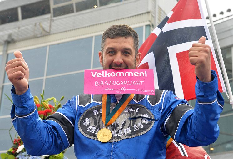 Fredrik Solberg efter segern i Olympiatravet