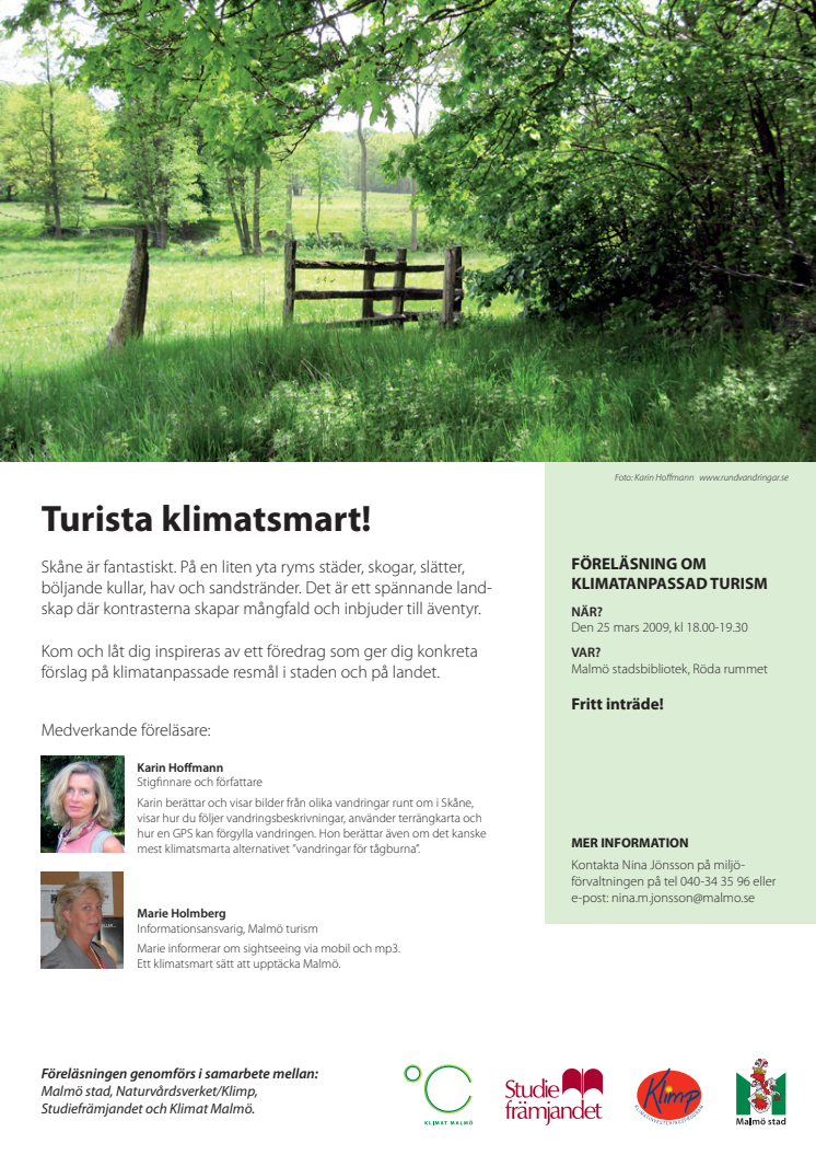 Turista klimatsmart! Föreläsning på Stadsbiblioteket i Malmö om klimatanpassad turism