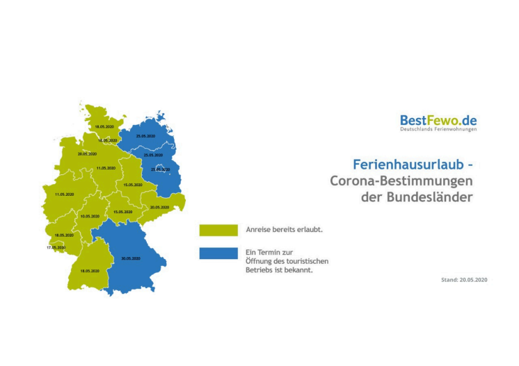 Ferienhausurlaub 2020: Karte der Corona-Bestimmungen in den Bundesländern