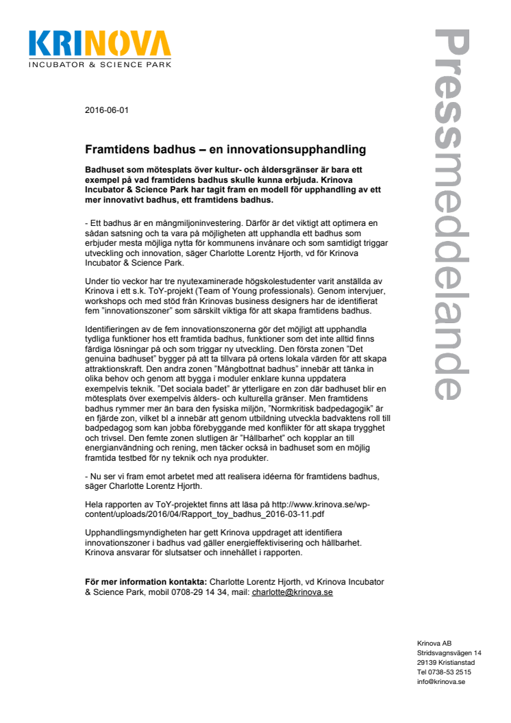 Framtidens badhus – en innovationsupphandling