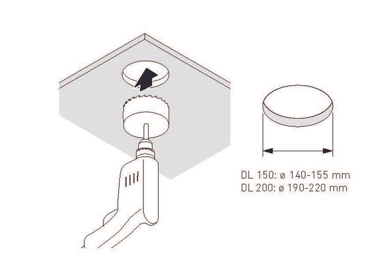 Downlights_Deckeneinbauausschnitt_Abmessungen_Bohrmaschine