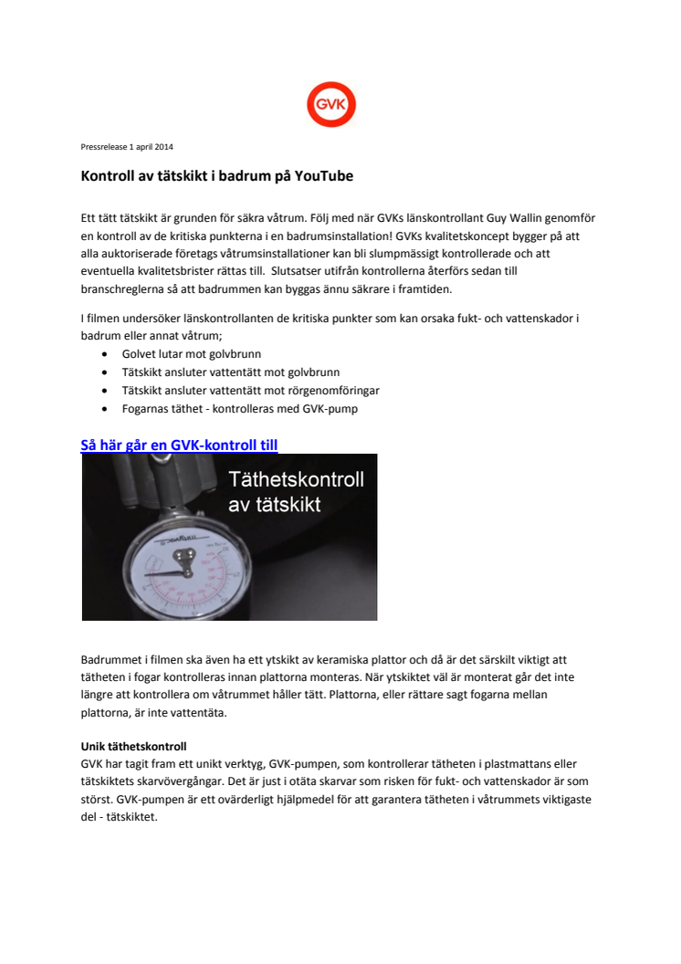 Kontroll av tätskikt i badrum på YouTube