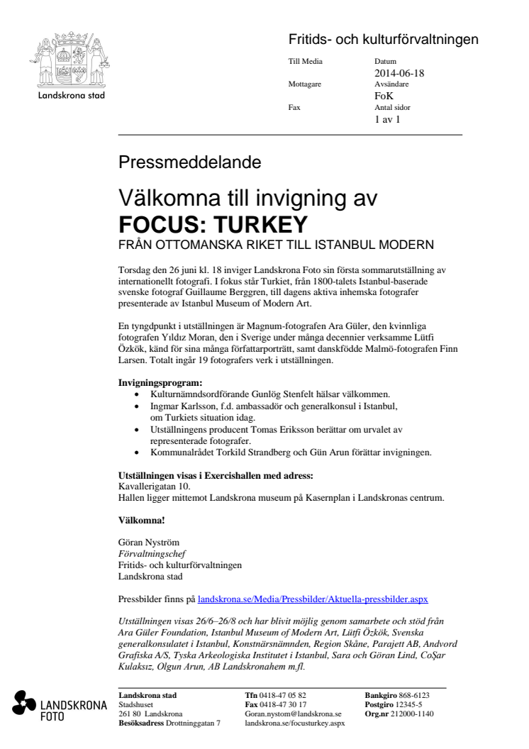 Välkomna till invigning av FOCUS: TURKEY FRÅN OTTOMANSKA RIKET TILL ISTANBUL MODERN