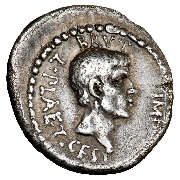 M. Iunius Brutus og L. Plaetorius Cestianus, Eid Mar denar, Cr. 508:3 .
