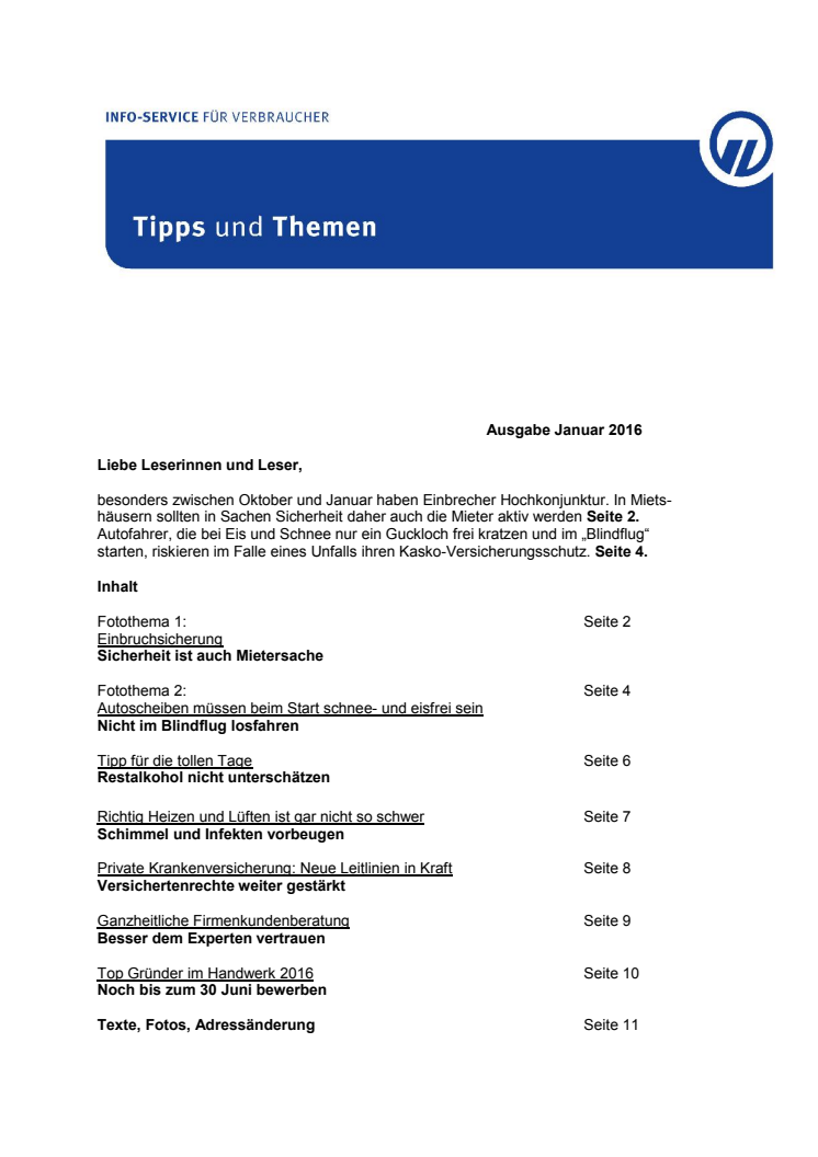 Tipps und Themen 1-2016