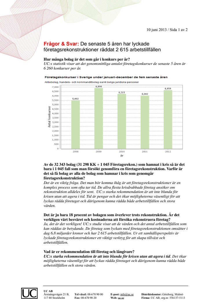 Frågor och svar avseende UCs undersökning om företagsrekonstruktioner