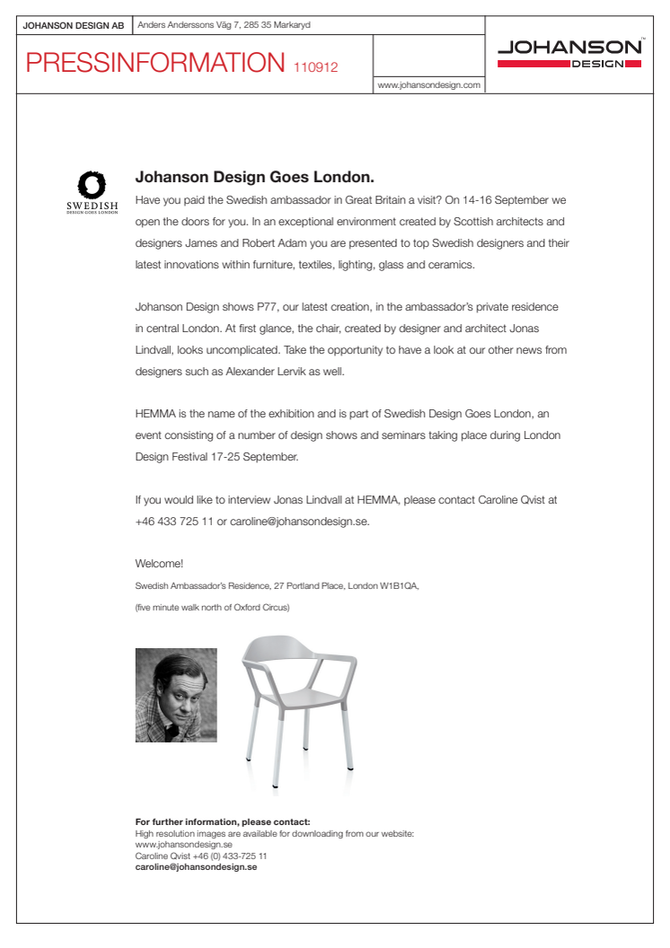 Johanson Design Goes London.