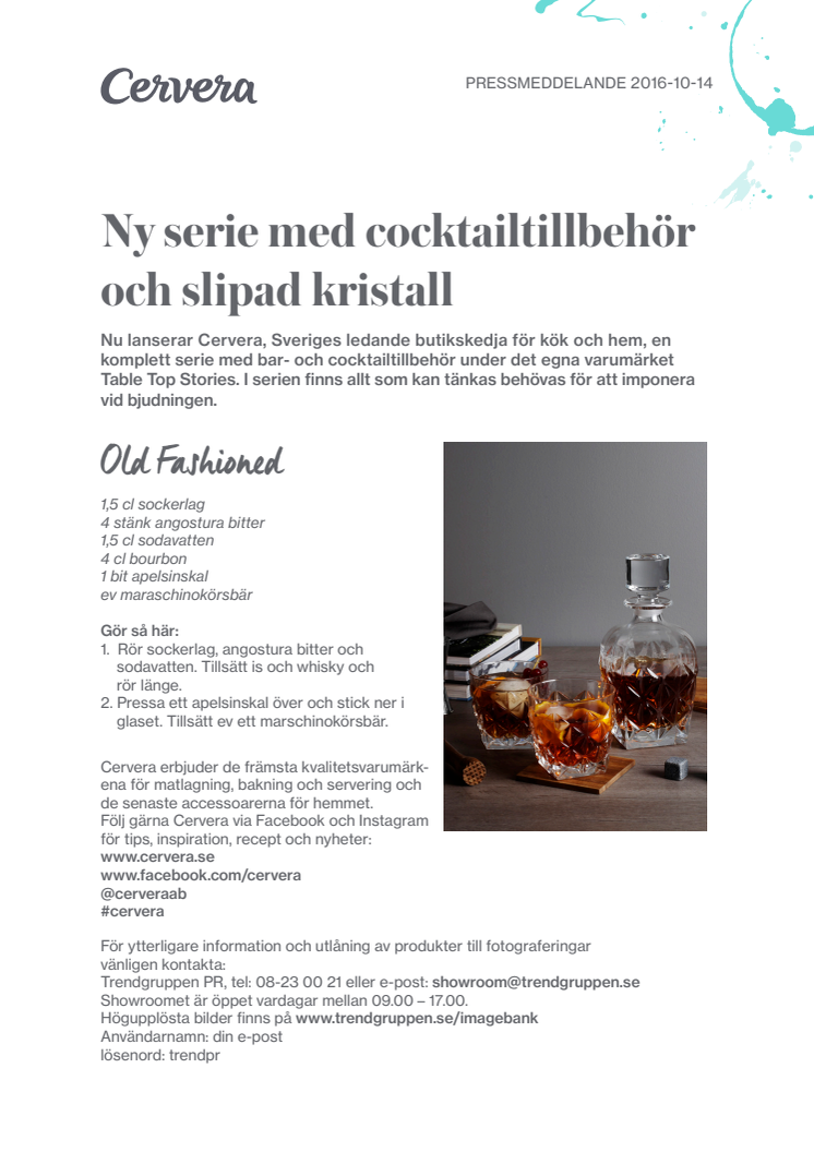 Ny serie med cocktailtillbehör och slipad kristall