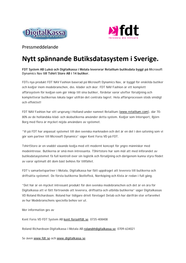 Nytt spännande Butiksdatasystem i Sverige.