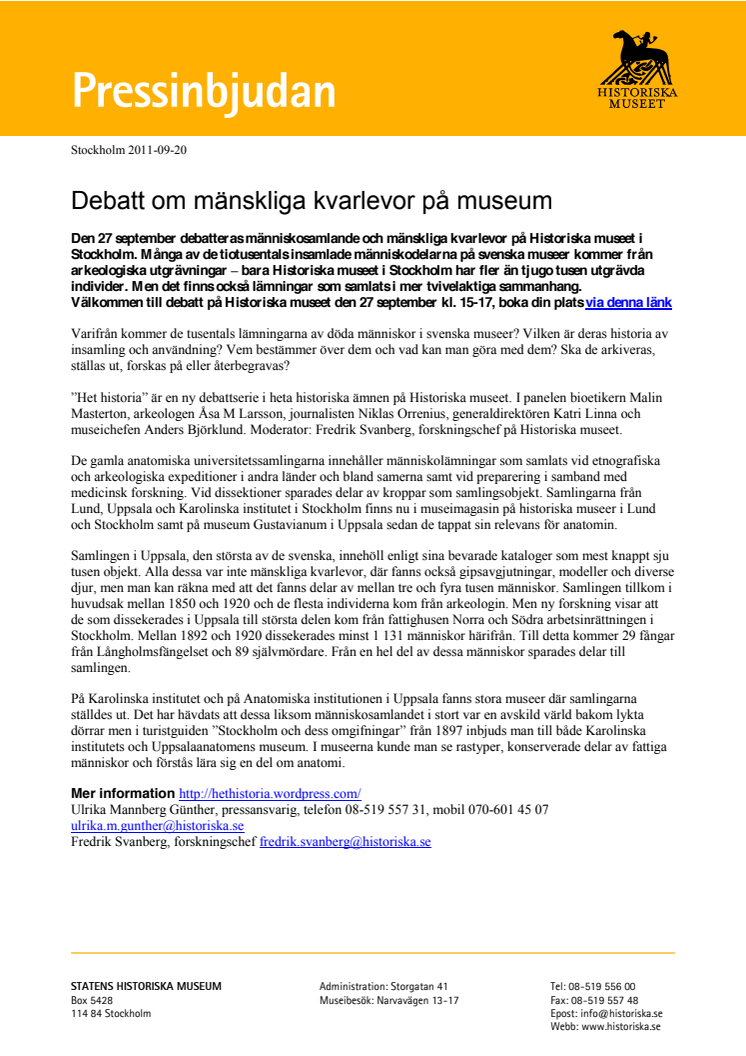 Debatt om mänskliga kvarlevor på museum