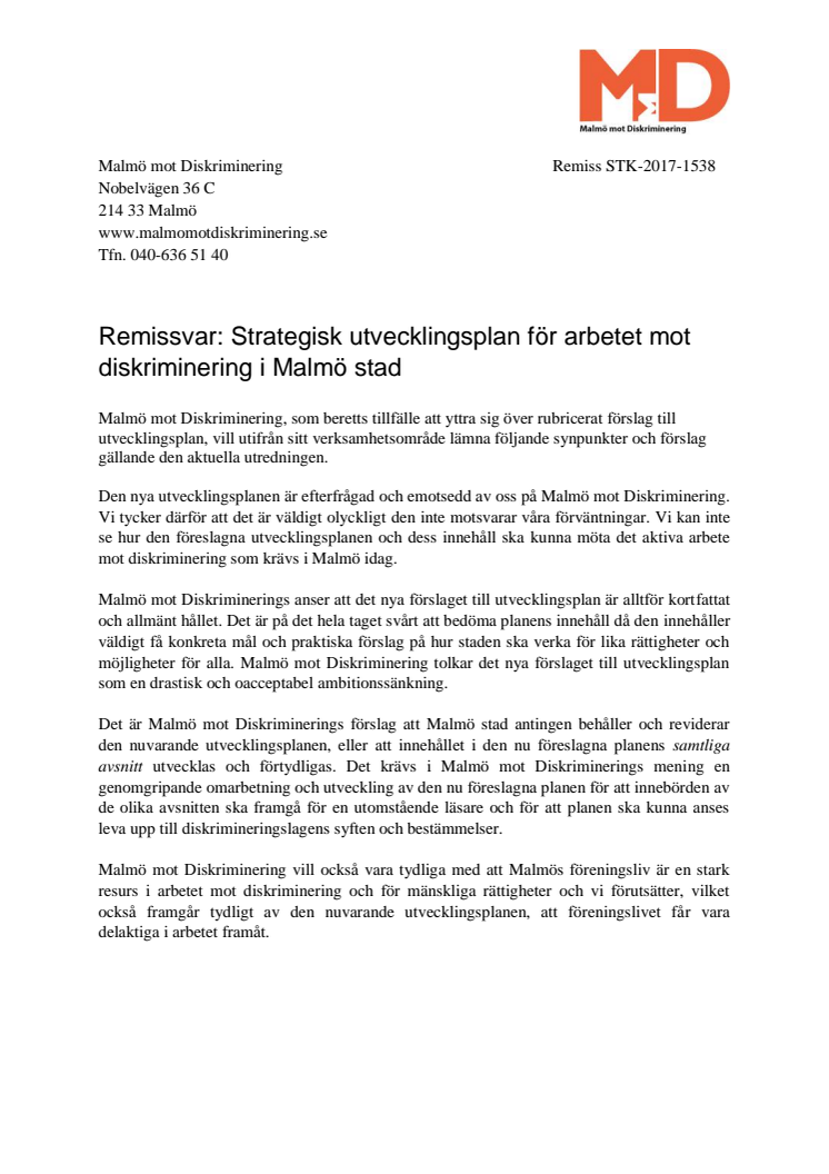 Remissvar_Strategisk utvecklingsplan mot diskriminering_Malmö stad.pdf