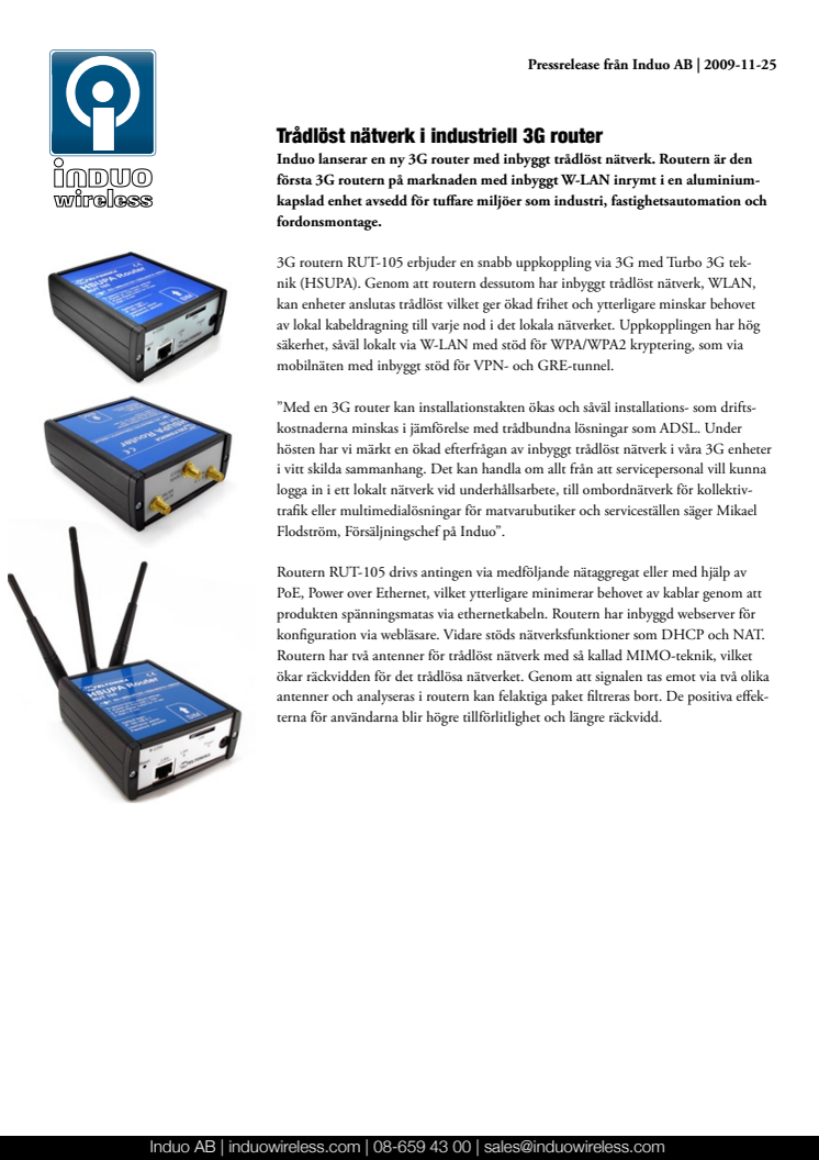 3G router med WLAN för HSUPA: RUT-105 