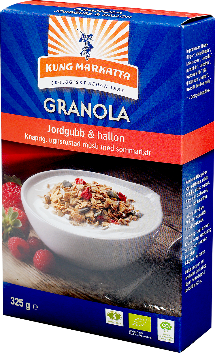 Ekologisk Granola från Kung Markatta - jordgubb & hallon