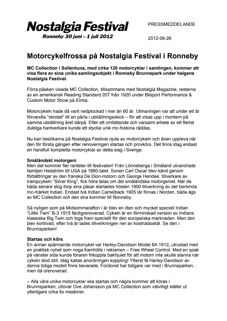 Motorcykelfrossa på Nostalgia Festival i Ronneby 