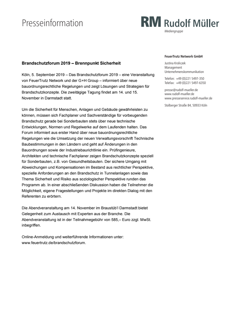 Brandschutzforum 2019 – Brennpunkt Sicherheit