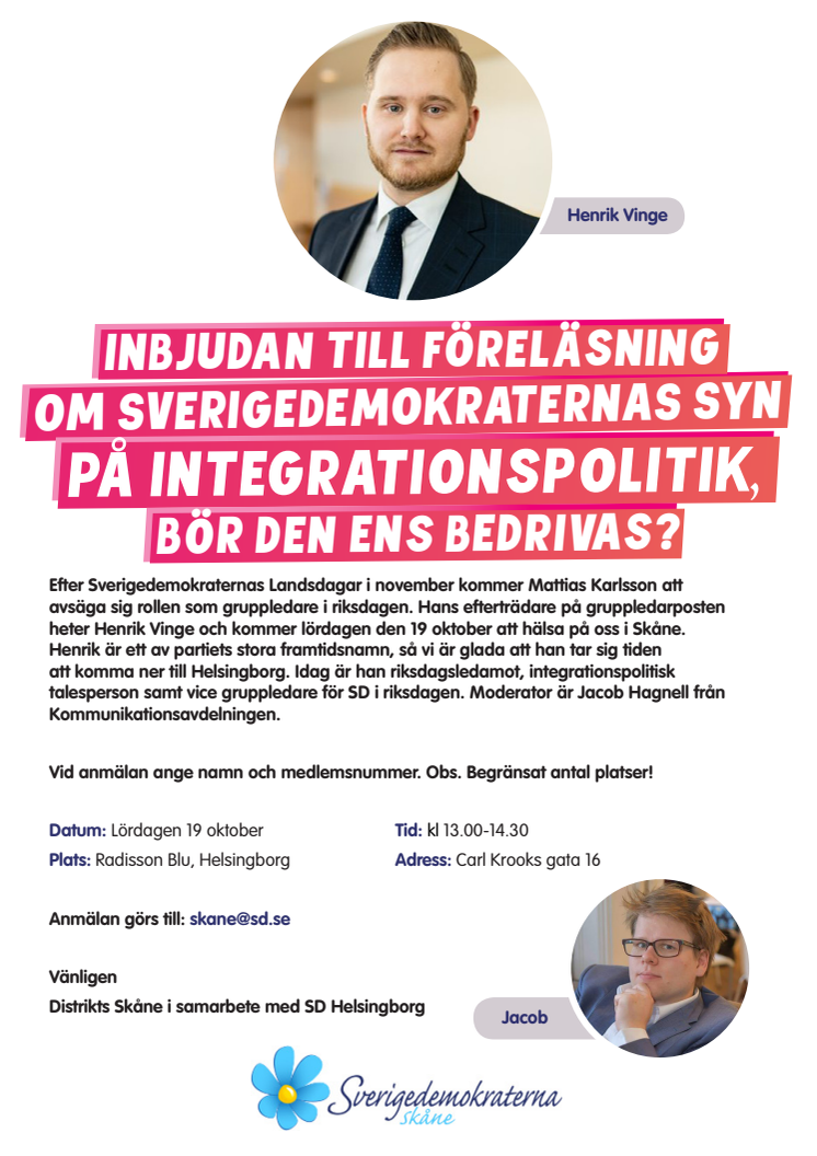 Föreläsning om Sverigedemokraternas syn på integrationspolitik, bör den ens bedrivas?