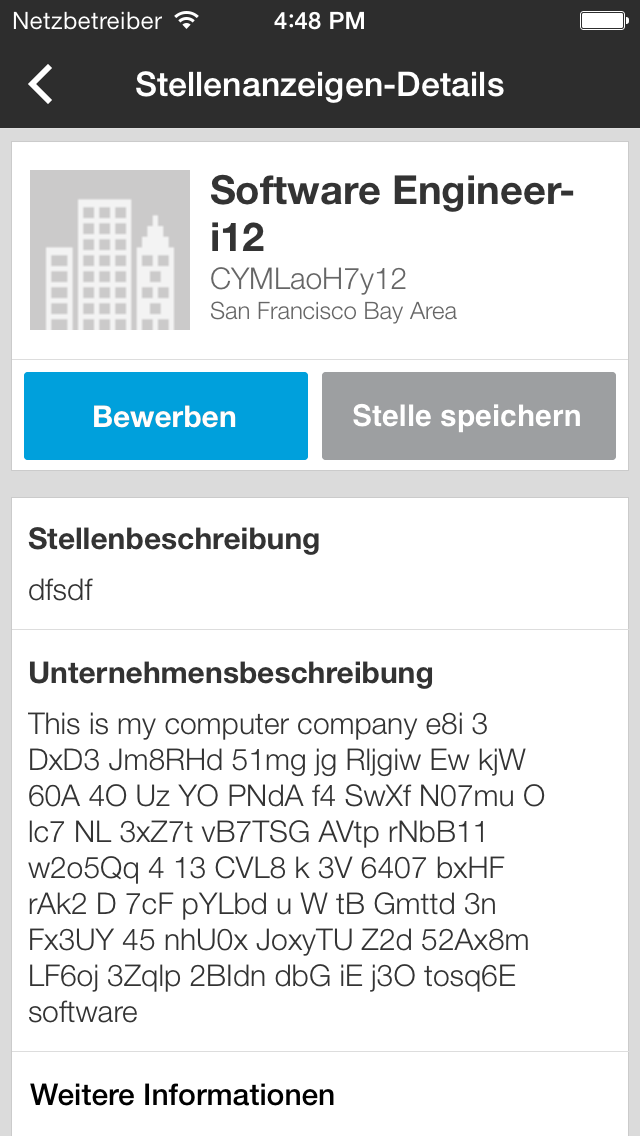 Mobile Bewerbung mit LinkedIn: Stellenbeschreibung