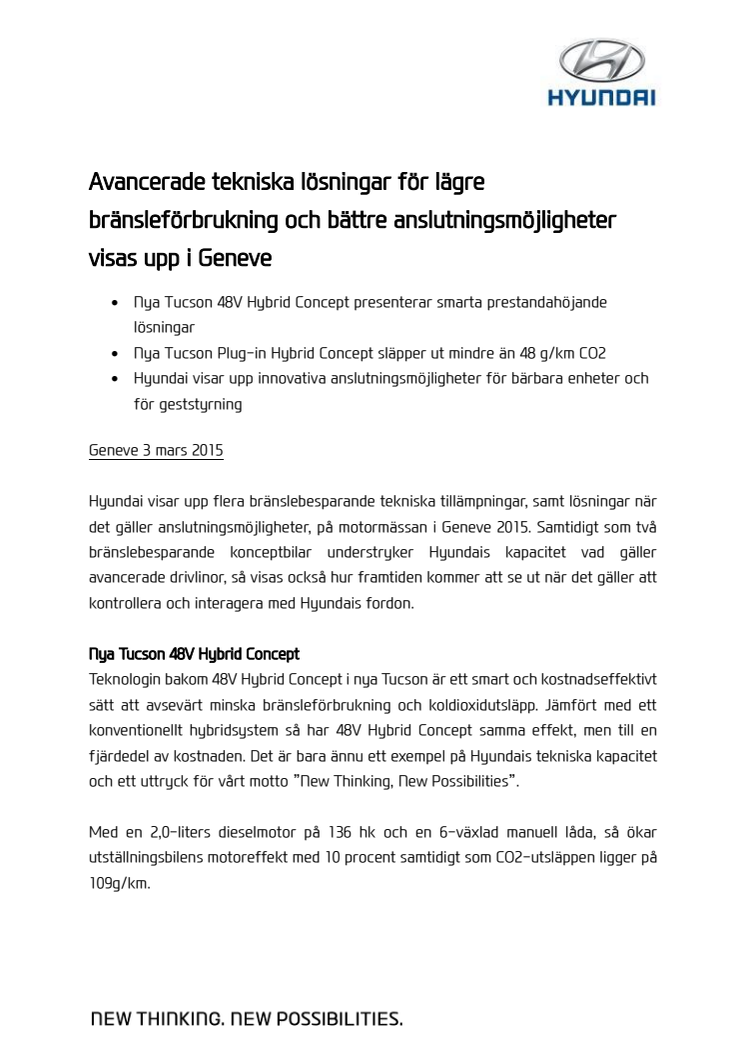 Avancerade tekniska lösningar för lägre bränsleförbrukning och bättre anslutningsmöjligheter visas upp i Geneve