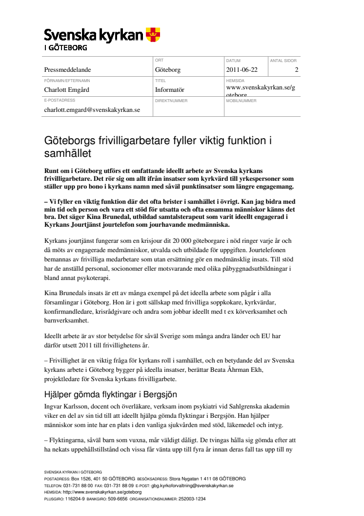 Göteborgs frivilligarbetare fyller viktig funktion i samhället